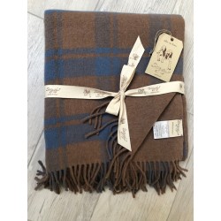 Wool and Cashmere Blanket Cream with Grey Checks